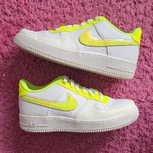 White and Neon Green Nike Sneakers